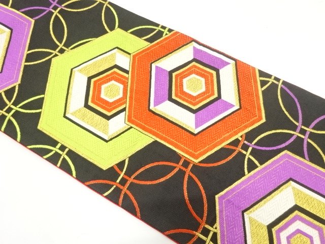 JAPANESE FUKURO OBI FOR FURISODE / WOVEN SHIPPO PATTERN